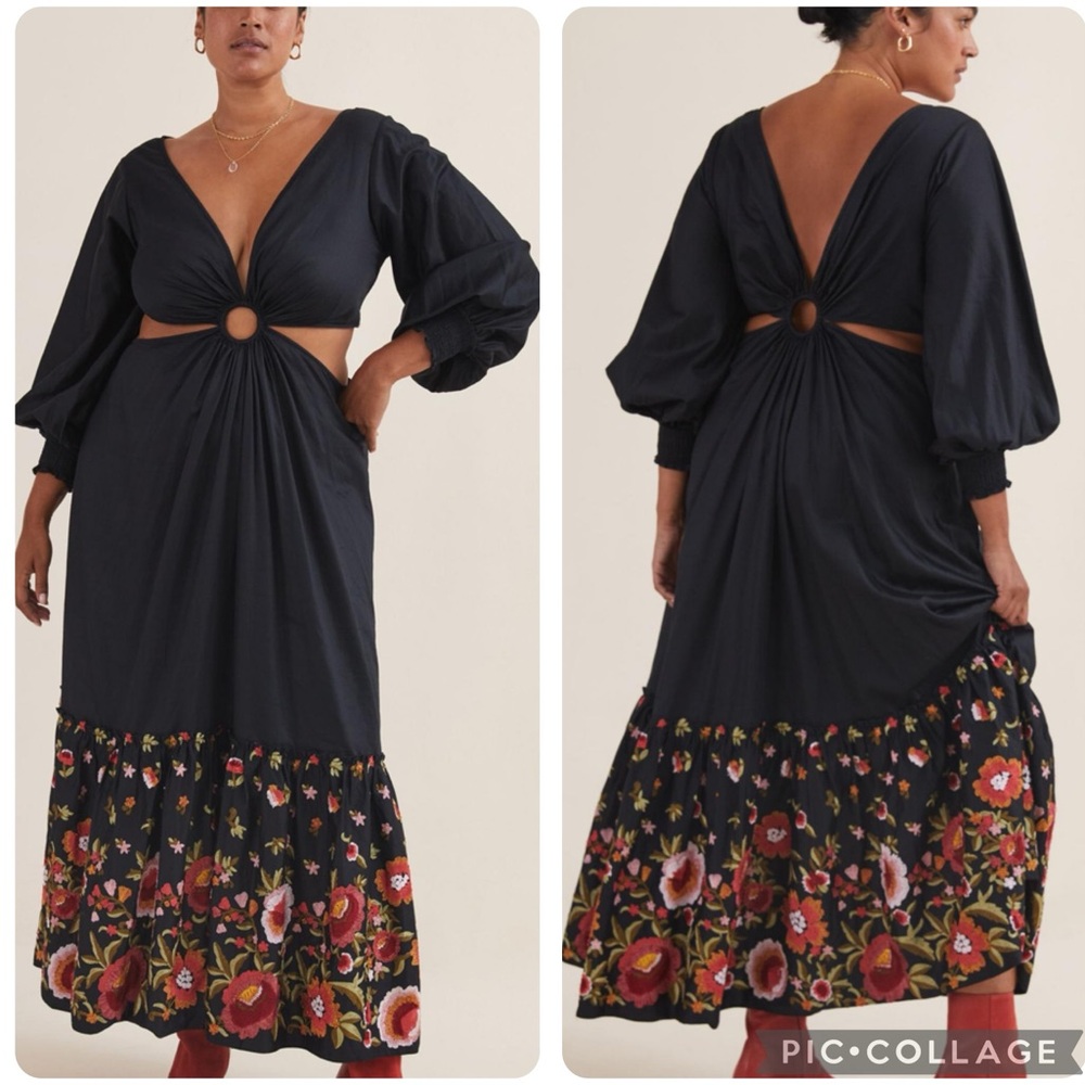 Geisha Designs Anthropologie Karolina Cut-Out Embroidered Maxi Dress Sz 22W